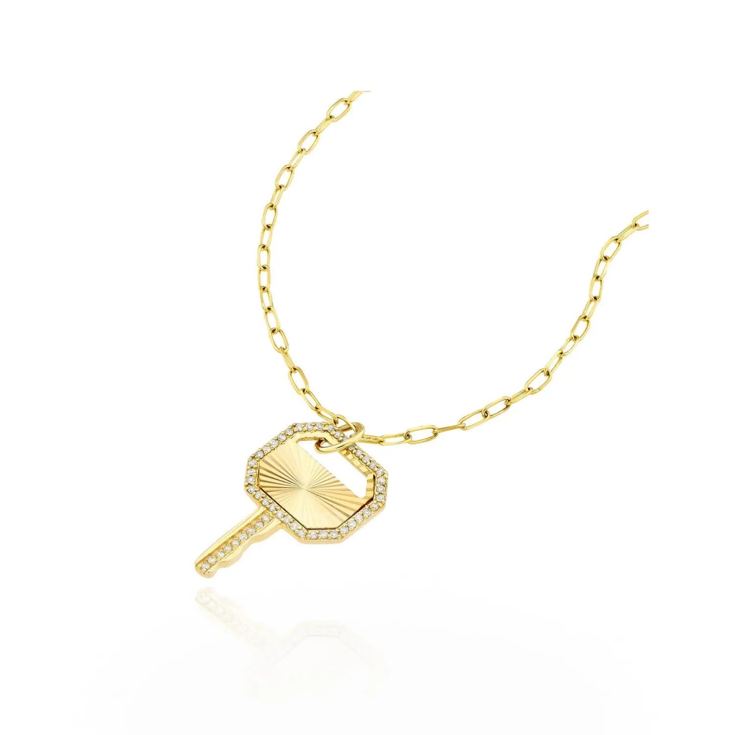 Golden Radiance Diamond Key Pendant Necklace-Princess Jewelry Shop