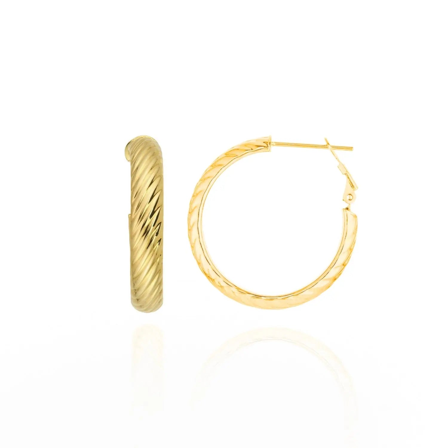 Golden Twisted Hoop Earrings-Princess Jewelry Shop