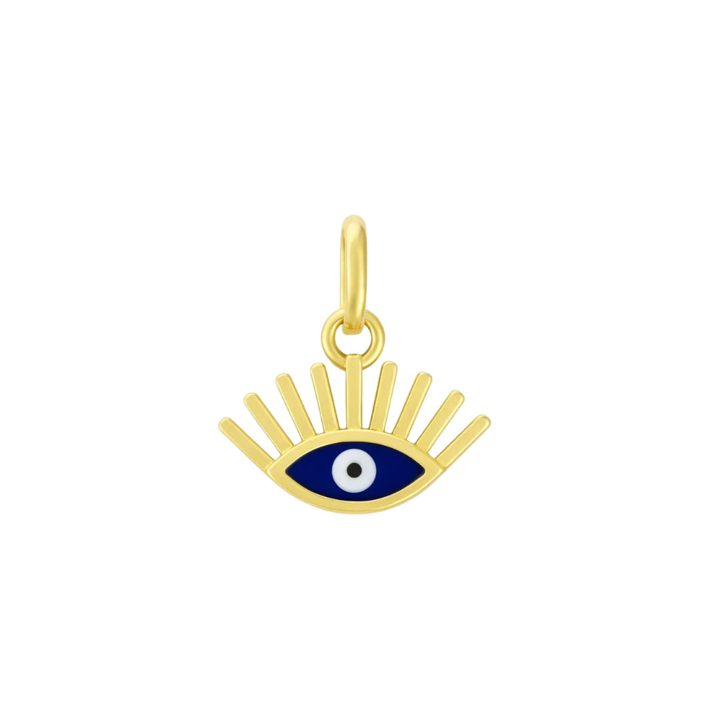 Greek Eye Pendant with Enamel Detailing in 14K Yellow Gold