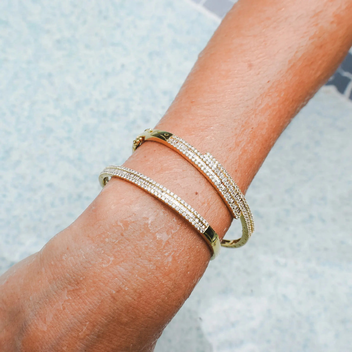 Half Diamond Bangle, lifestyle view 1 | JJ Jewelry