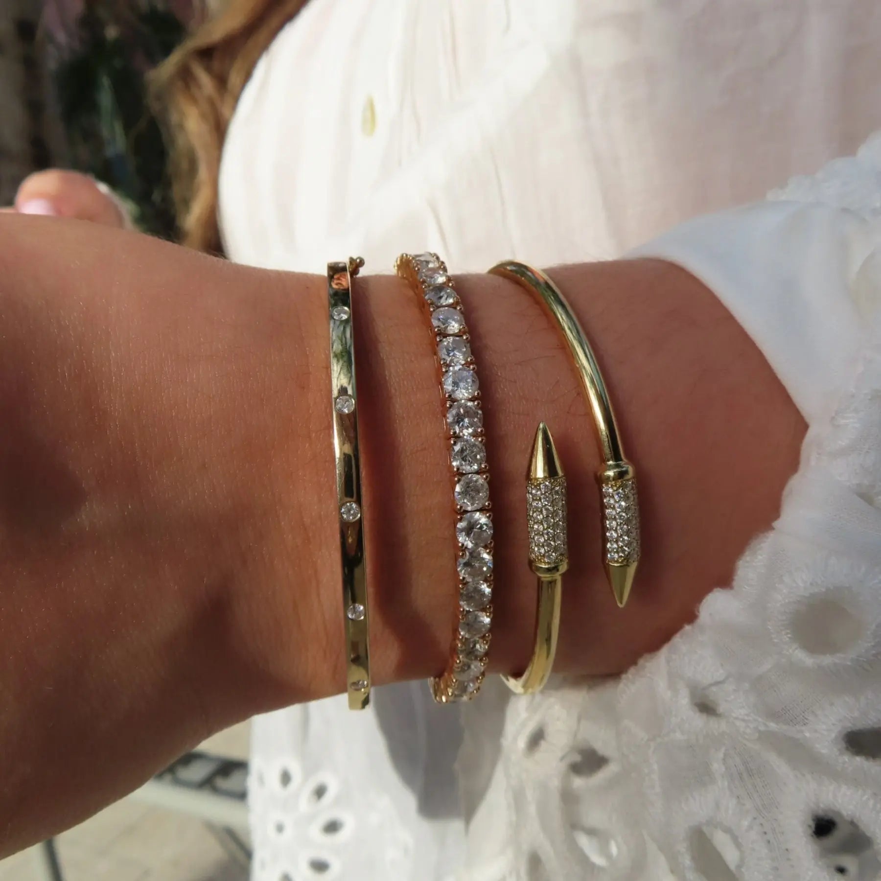 Half Eternity Flexible Diamond Bangle JJ Jewelry - Main Image