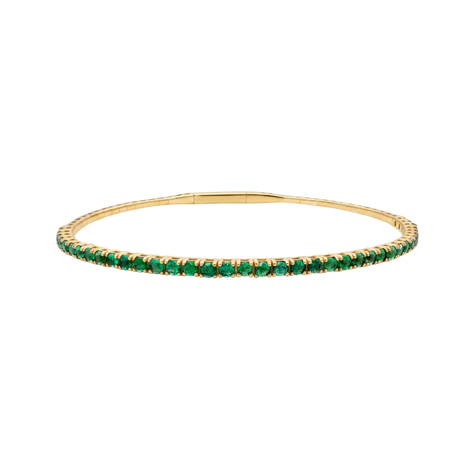 Half Emerald Flexible Bangle Bracelet in 18K Yellow Gold