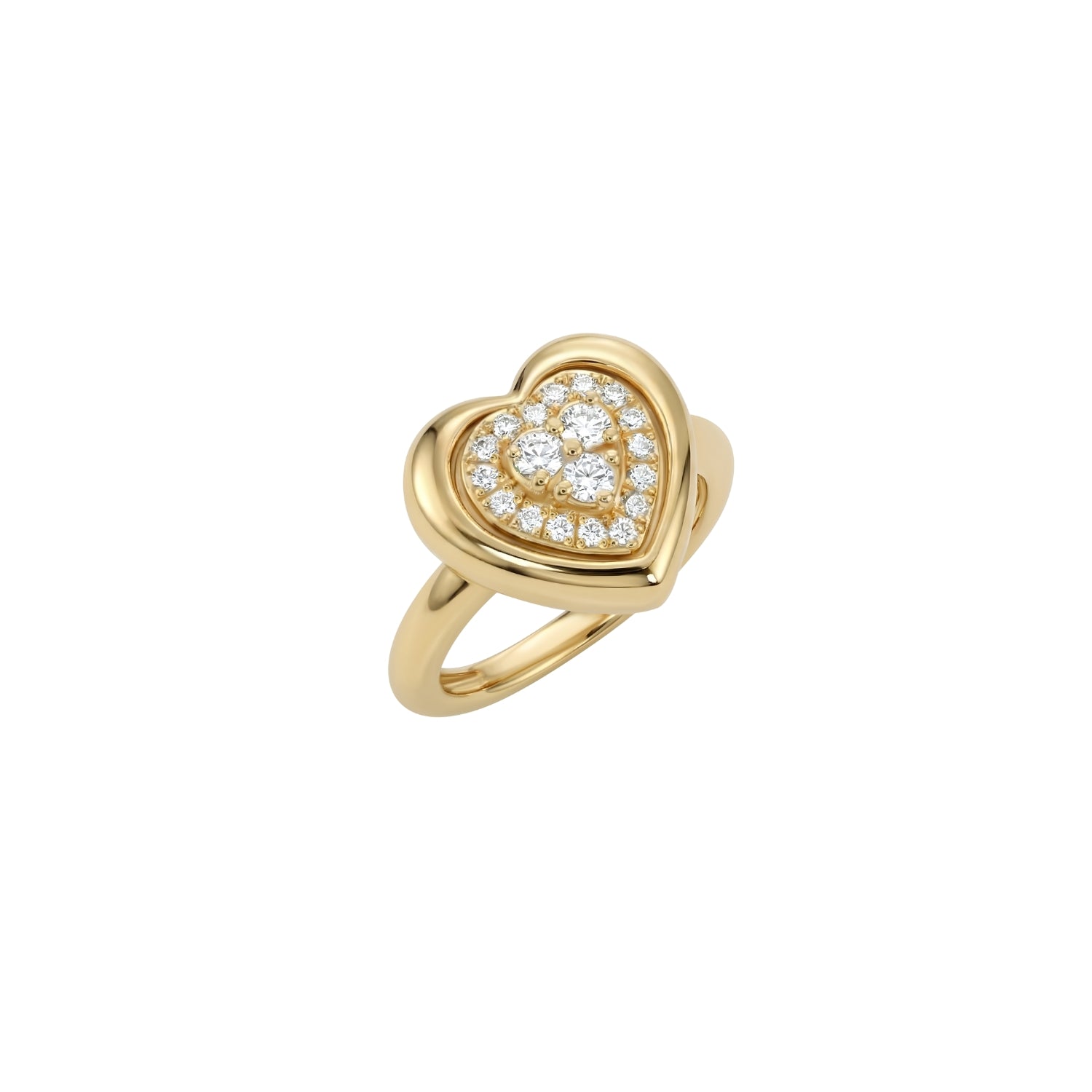 Heart Pavé Diamond Frame Pinky Ring in 18K Yellow Gold