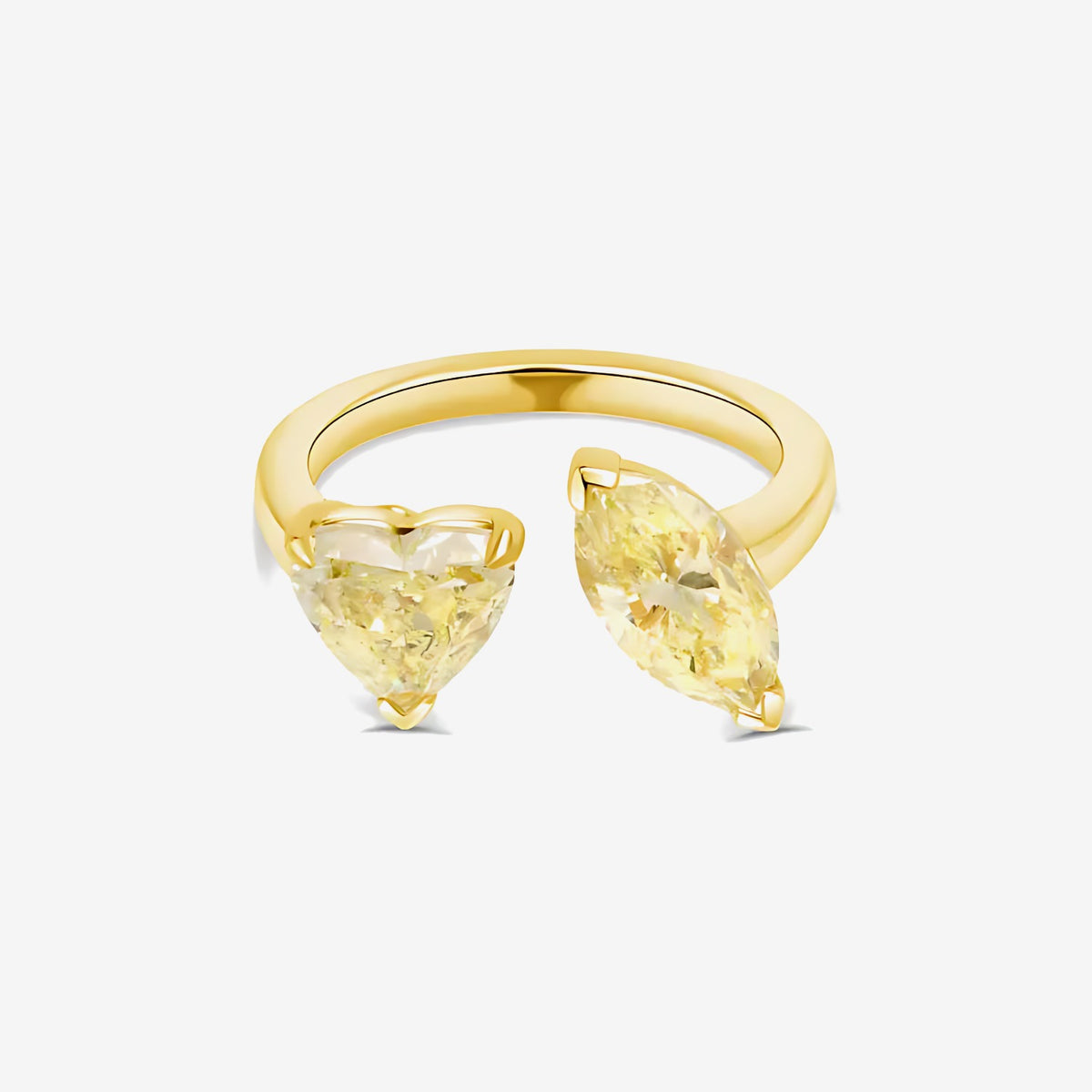 Heart and Marquise Yellow Diamond Open Ring in 18K Yellow Gold | JJ Jewelry