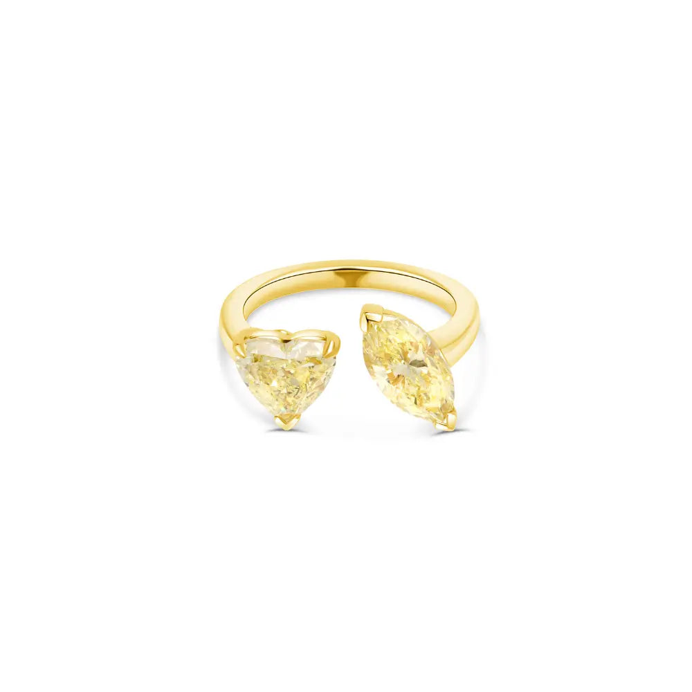 Heart and Marquise Yellow Diamond Open Ring-Princess Jewelry Shop