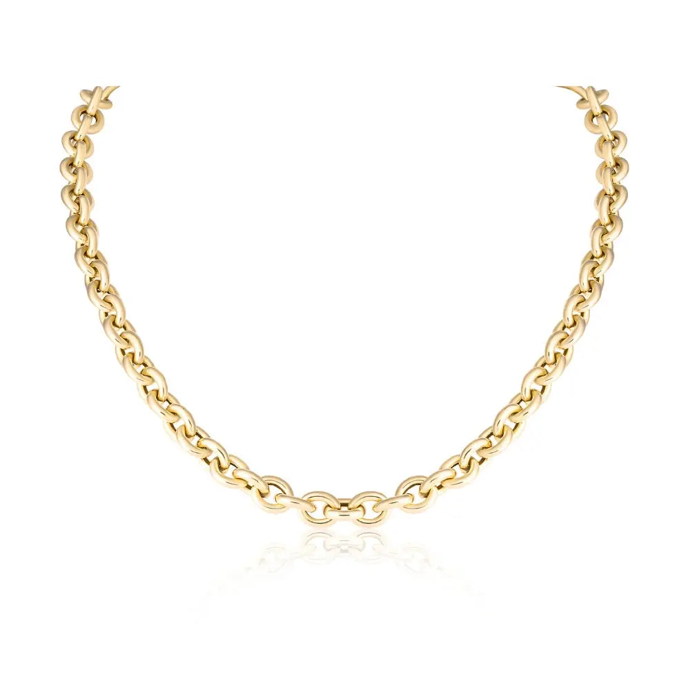 Hollow round chain necklace in 14K yellow gold by JJ Jewelry