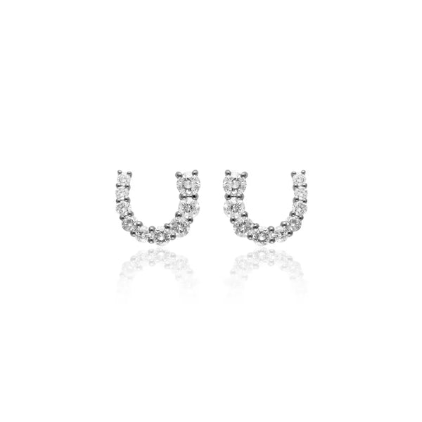 Horseshoe Diamond Earrings in 18K gold | JJ Jewelry