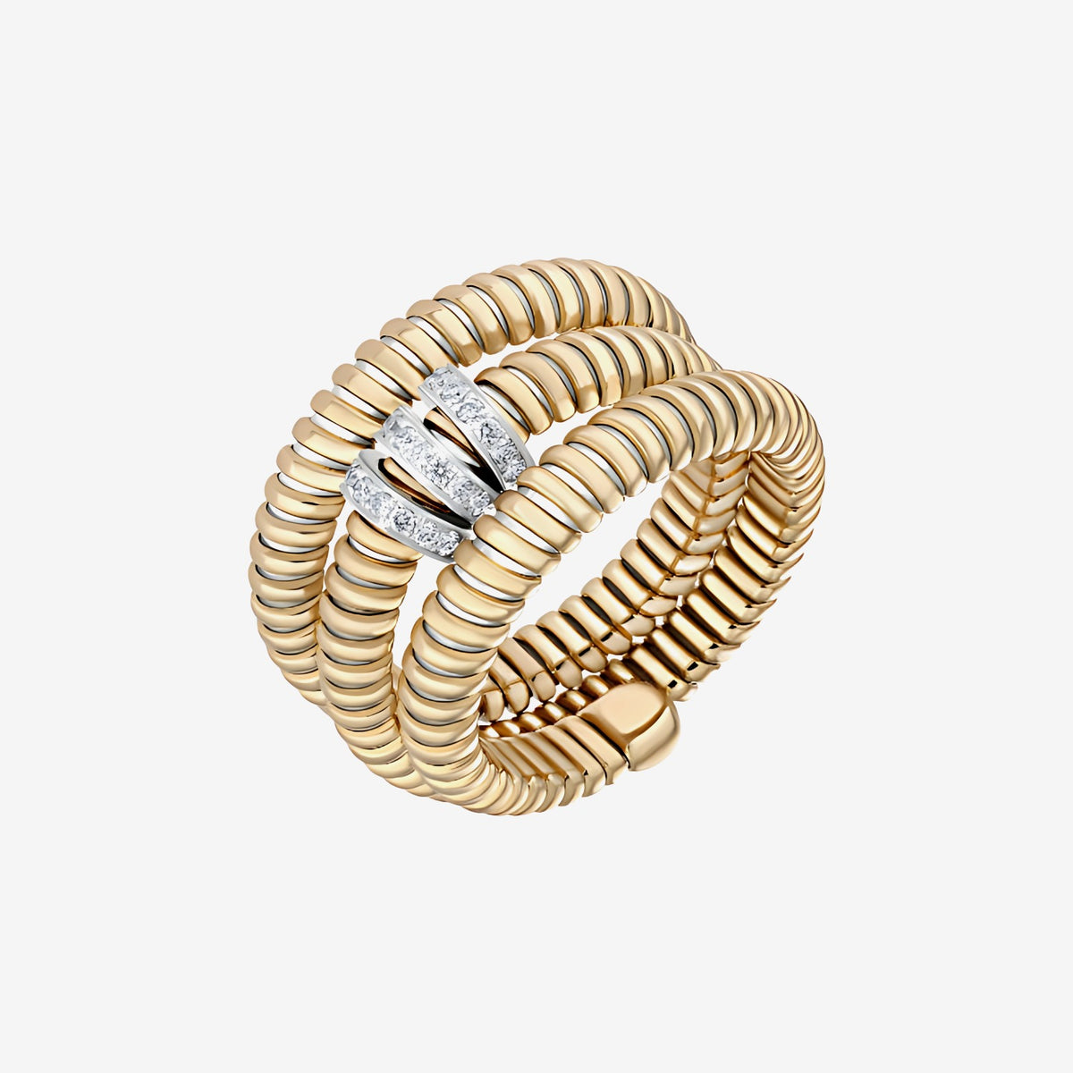 Italian Line Flexible Diamond Ring in 18K Yellow Gold | JJ Jewelry
