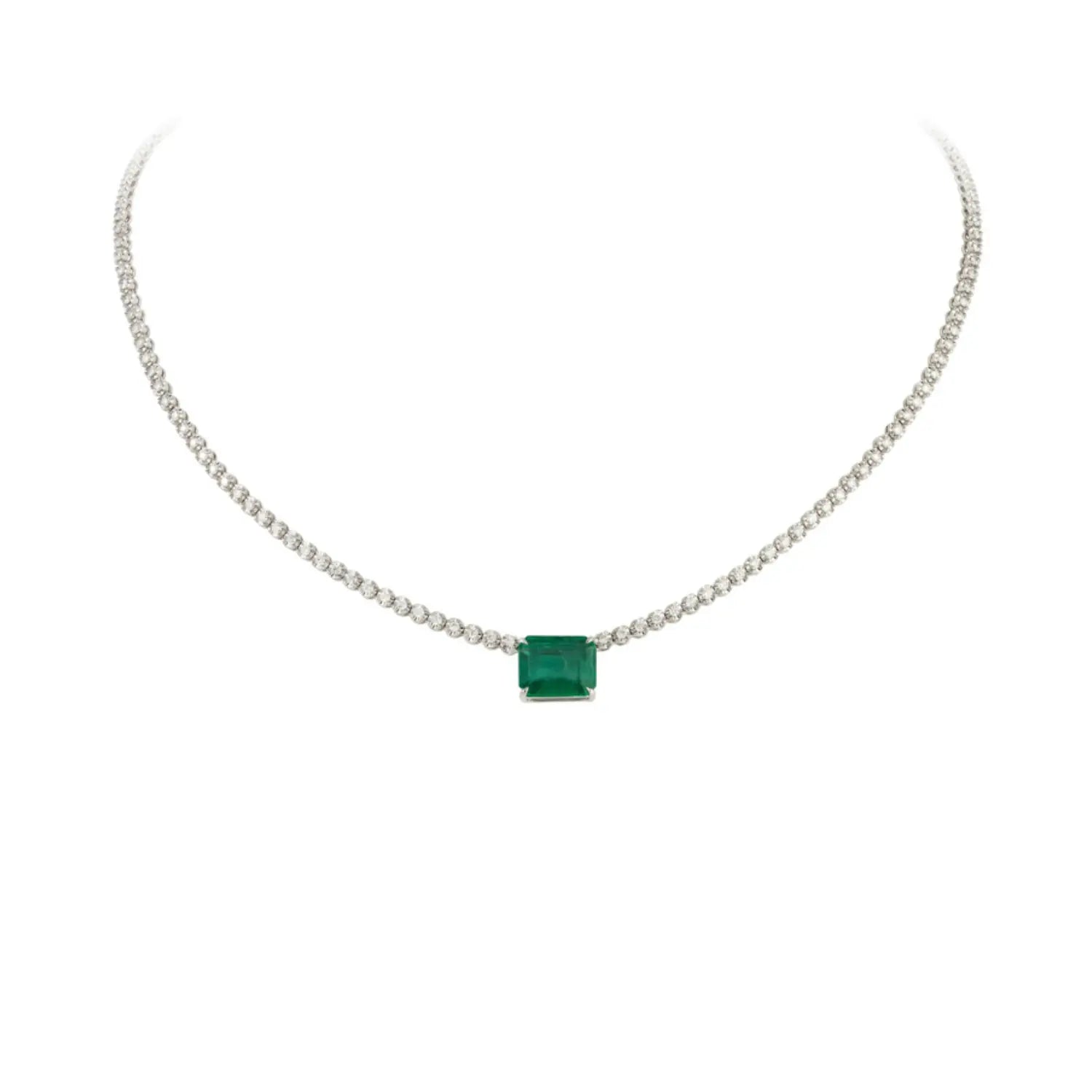 Jessica Emerald and Diamond Full Necklace-Princess Jewelry Shop