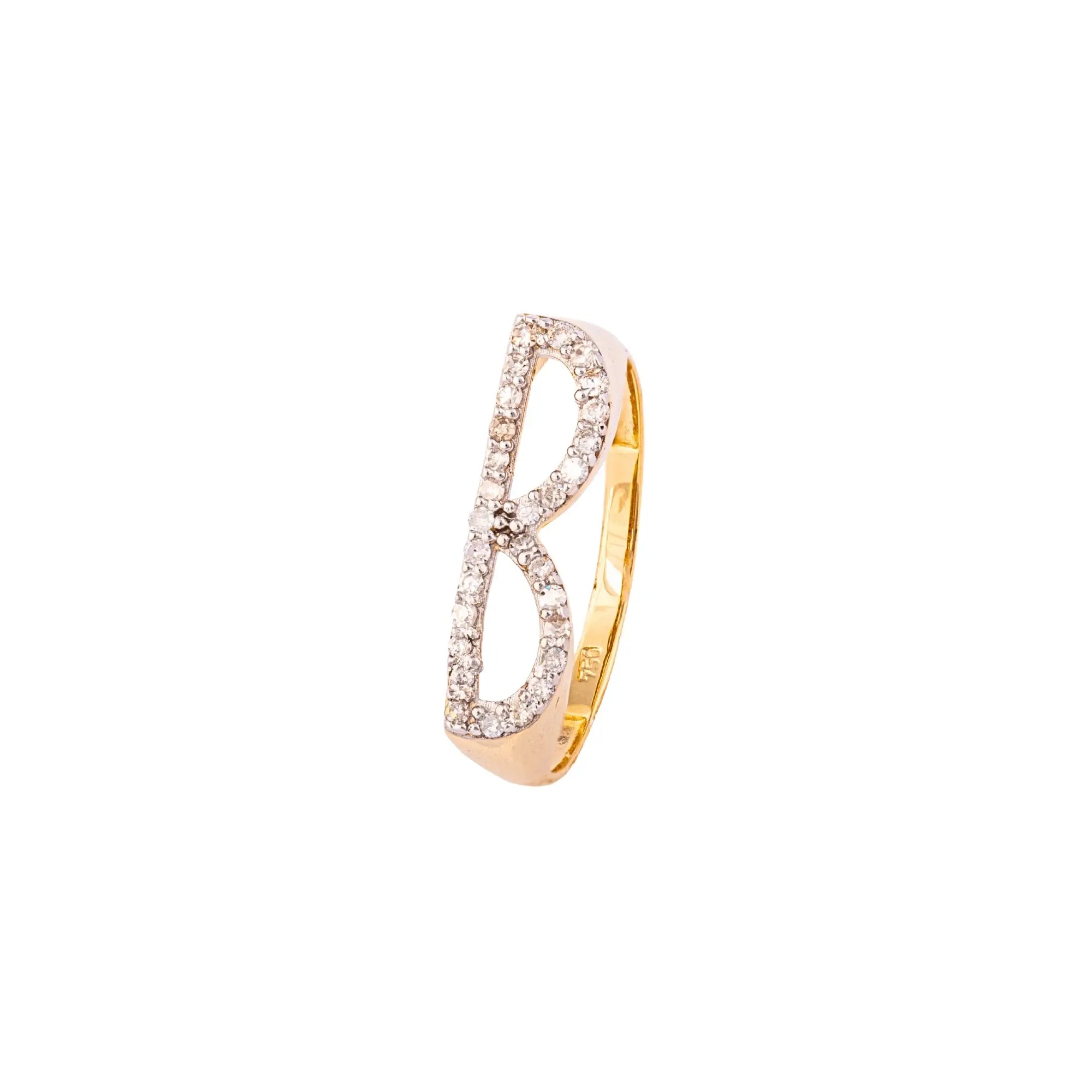   LETTER GOLD DIA RING 18KY Princess Jewelry Shop