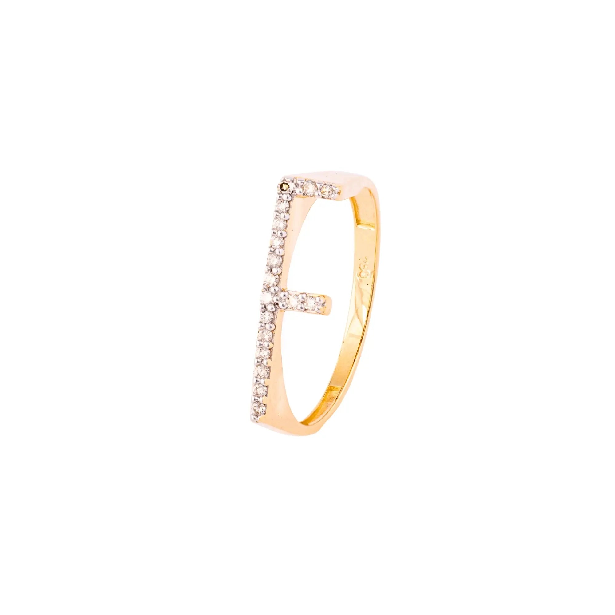   LETTER GOLD DIA RING 18KY Princess Jewelry Shop