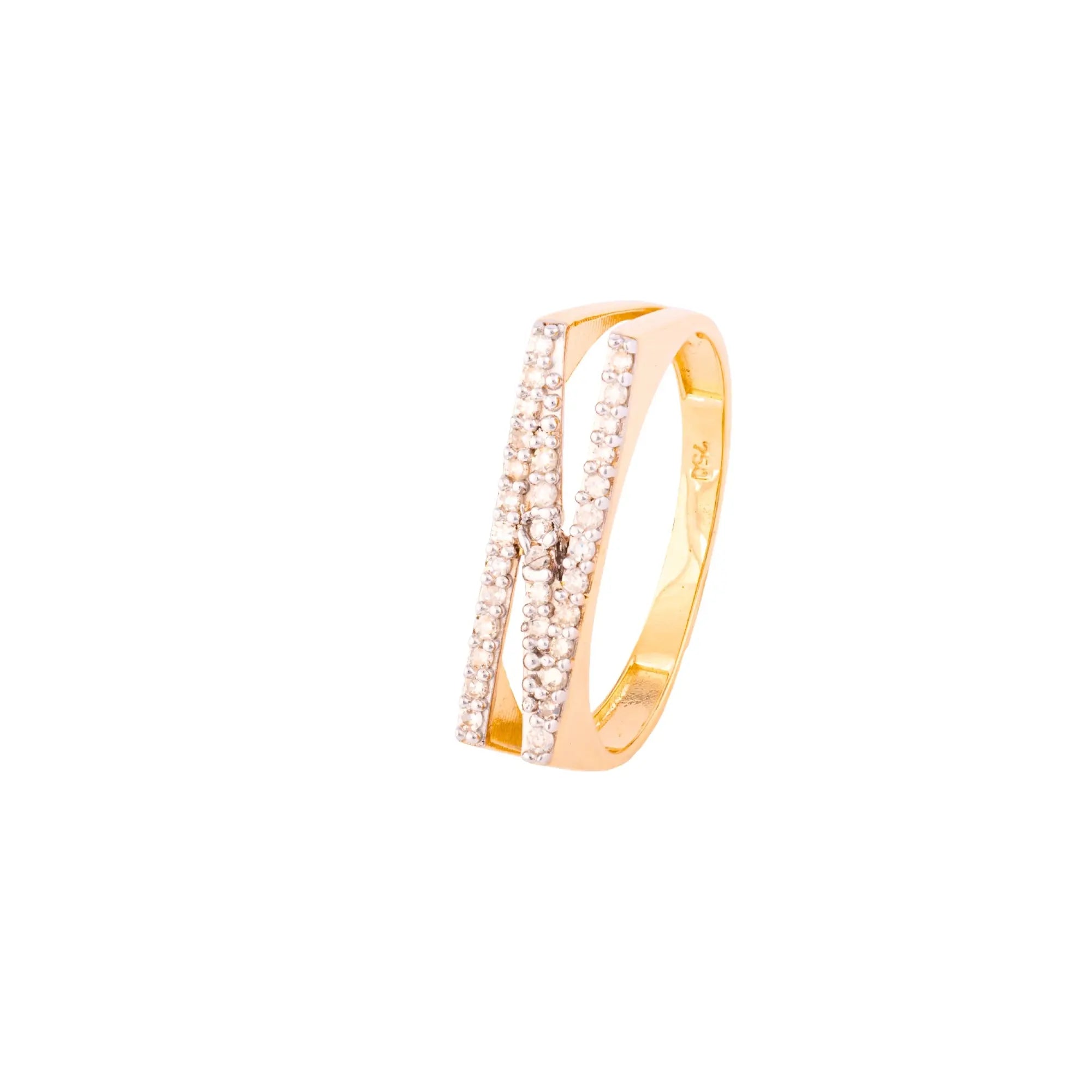   LETTER GOLD DIA RING 18KY Princess Jewelry Shop