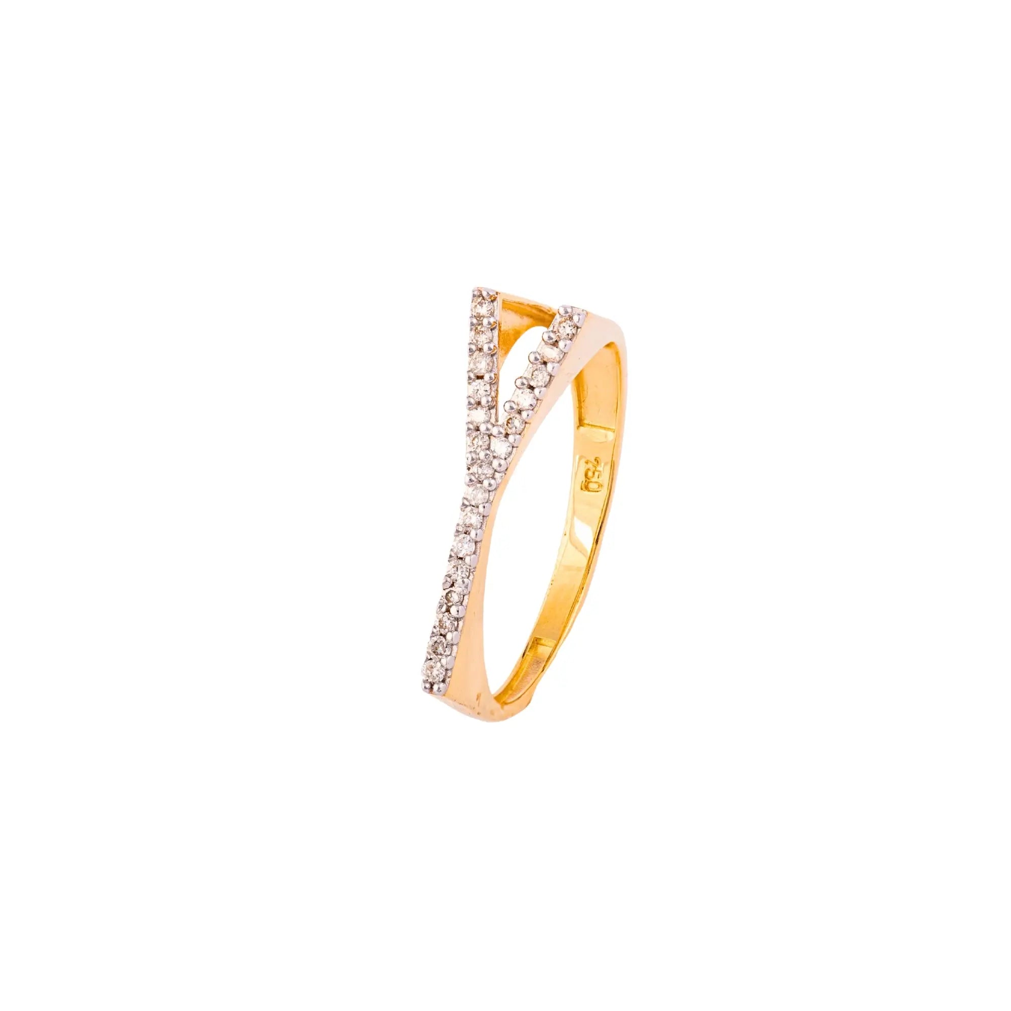   LETTER GOLD DIA RING 18KY Princess Jewelry Shop