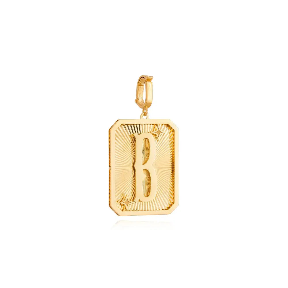   LETTER MEDAL GOLD PEND 4.4G 18KY Princess Jewelry Shop