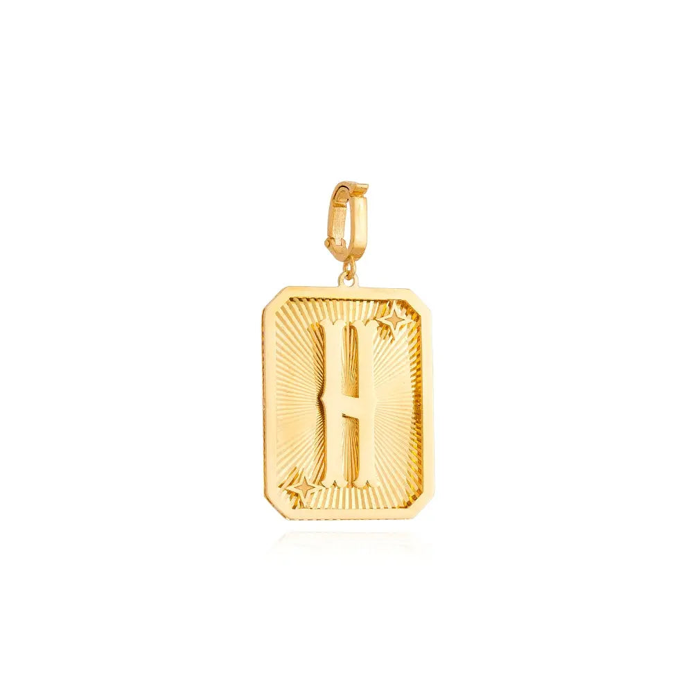   LETTER MEDAL GOLD PEND 4.4G 18KY Princess Jewelry Shop