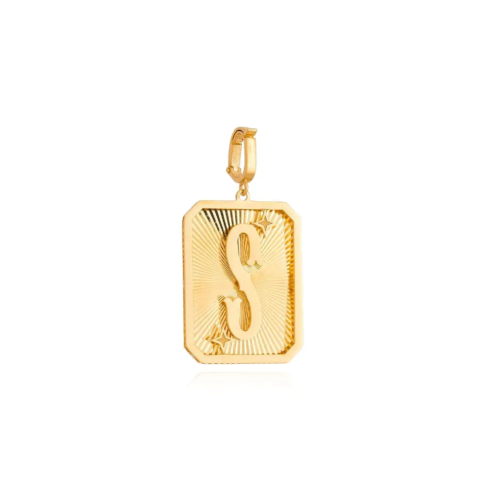   LETTER MEDAL GOLD PEND 4.4G 18KY Princess Jewelry Shop