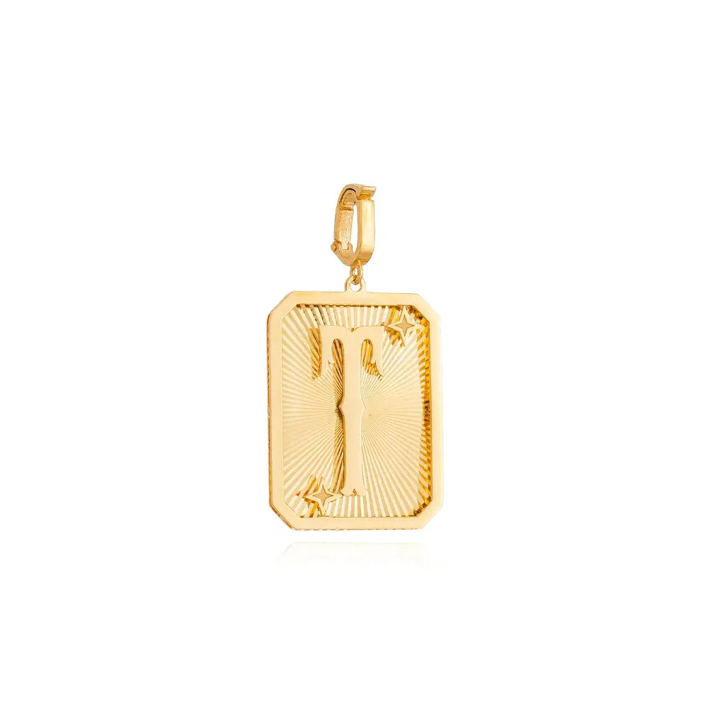   LETTER MEDAL GOLD PEND 4.4G 18KY Princess Jewelry Shop