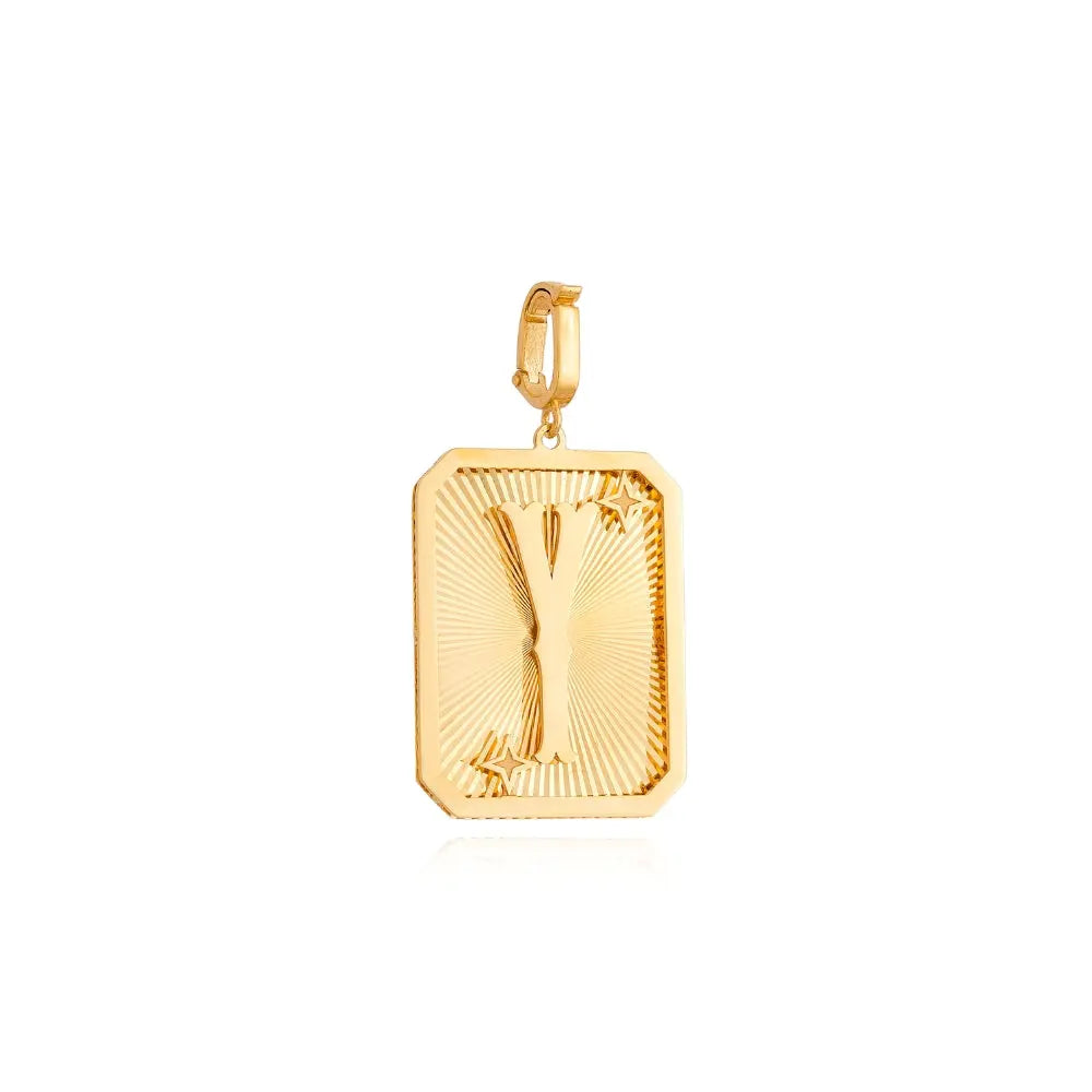   LETTER MEDAL GOLD PEND 4.4G 18KY Princess Jewelry Shop