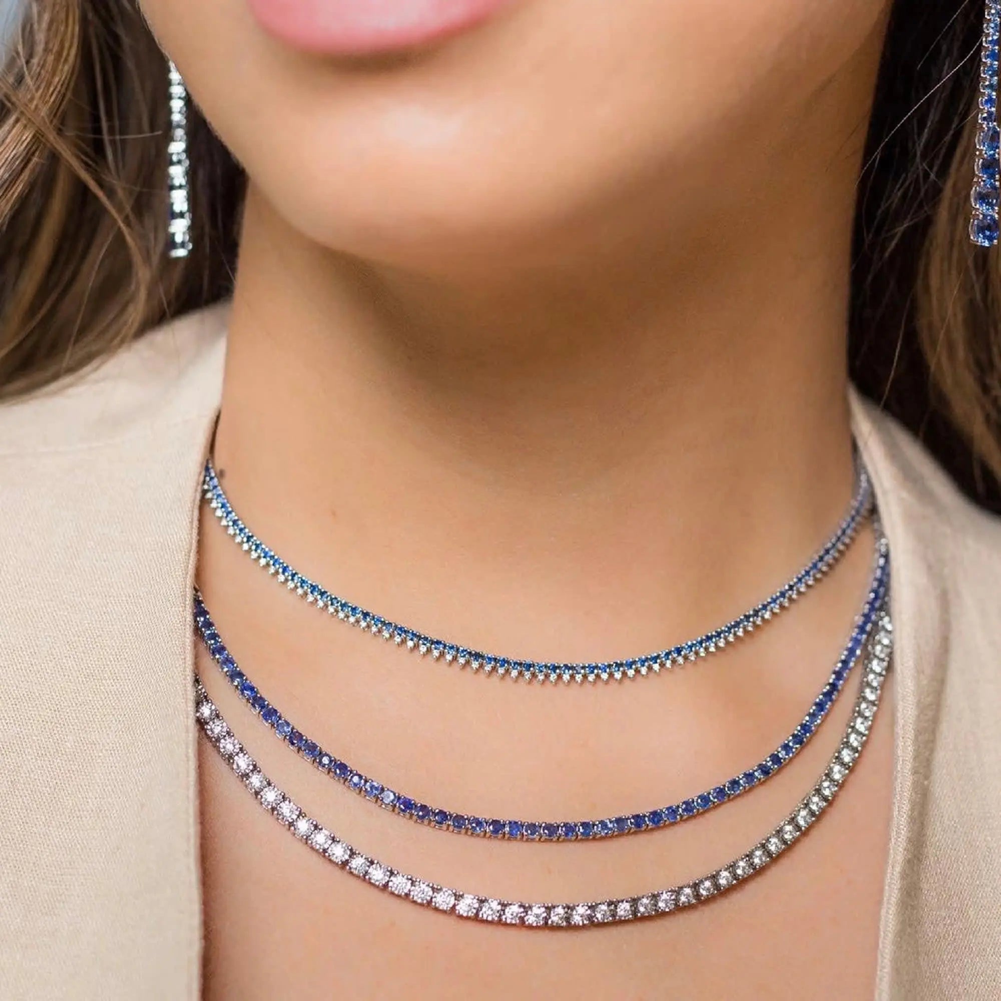 Lorena Blue Sapphire and Diamond Necklace-Princess Jewelry Shop