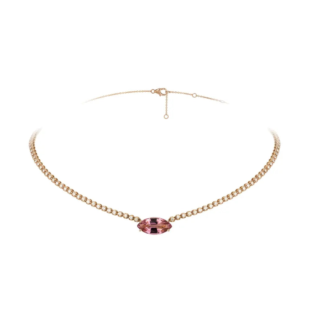   Lala Pink Tourmaline and Diamond Necklace Princess Jewelry Shop