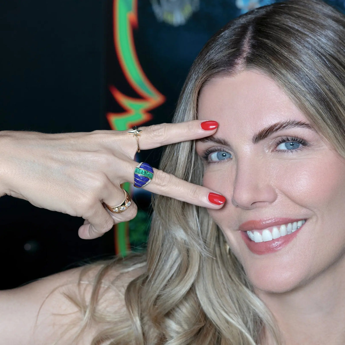 Lapis Dream Emerald and Diamond Ring, lifestyle view 1 | JJ Jewelry