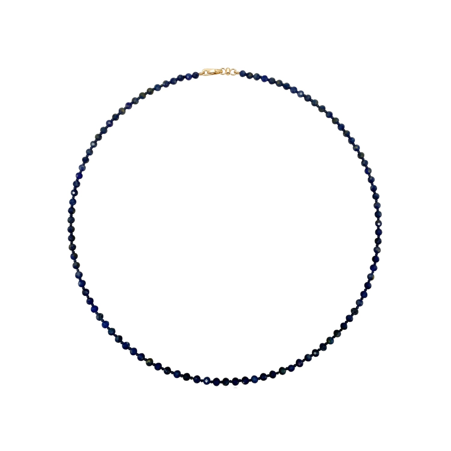 Lapis Lazuli Bead Necklace in 14K Yellow Gold