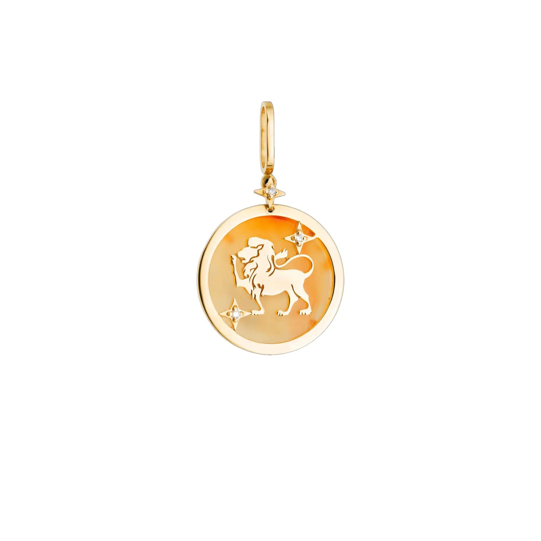 Leo Zodiac Orange Quartz and Diamond Pendant-Princess Jewelry Shop