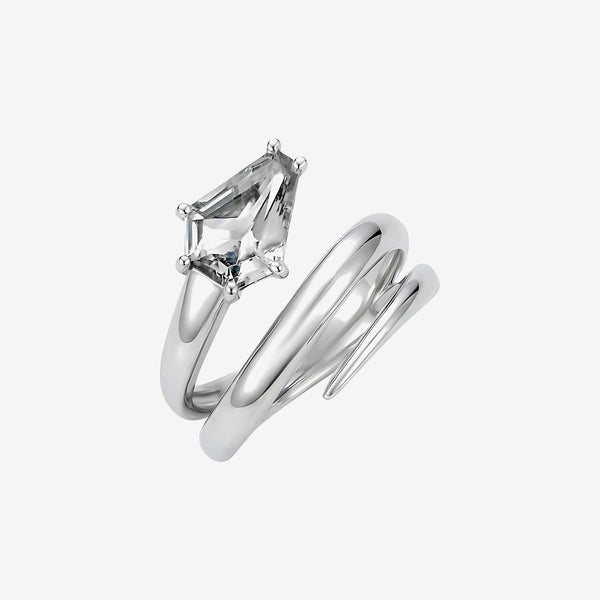 Light Blue Sapphire Snake Wrap Ring in 18K White Gold | JJ Jewelry