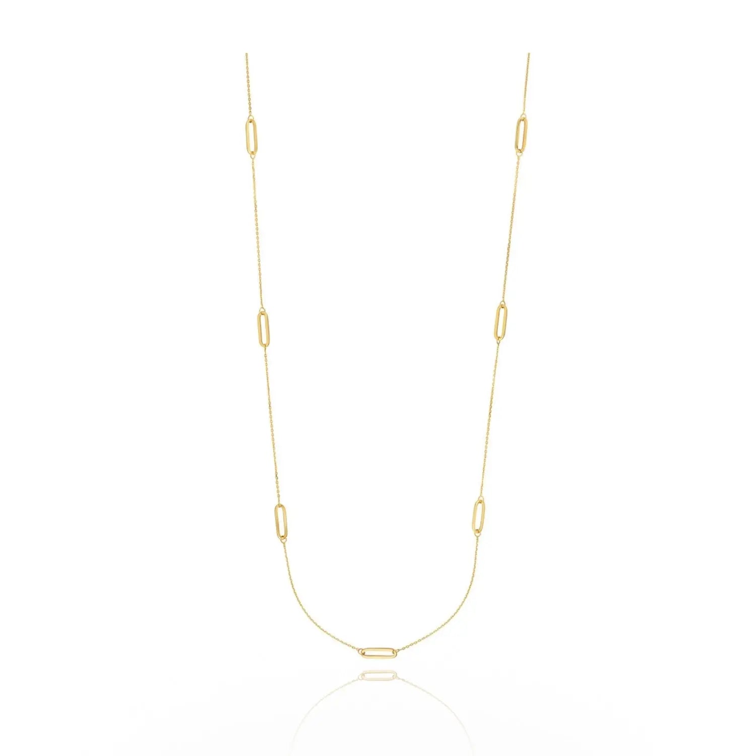 Long Golden Paperclip Chain Necklace-Princess Jewelry Shop