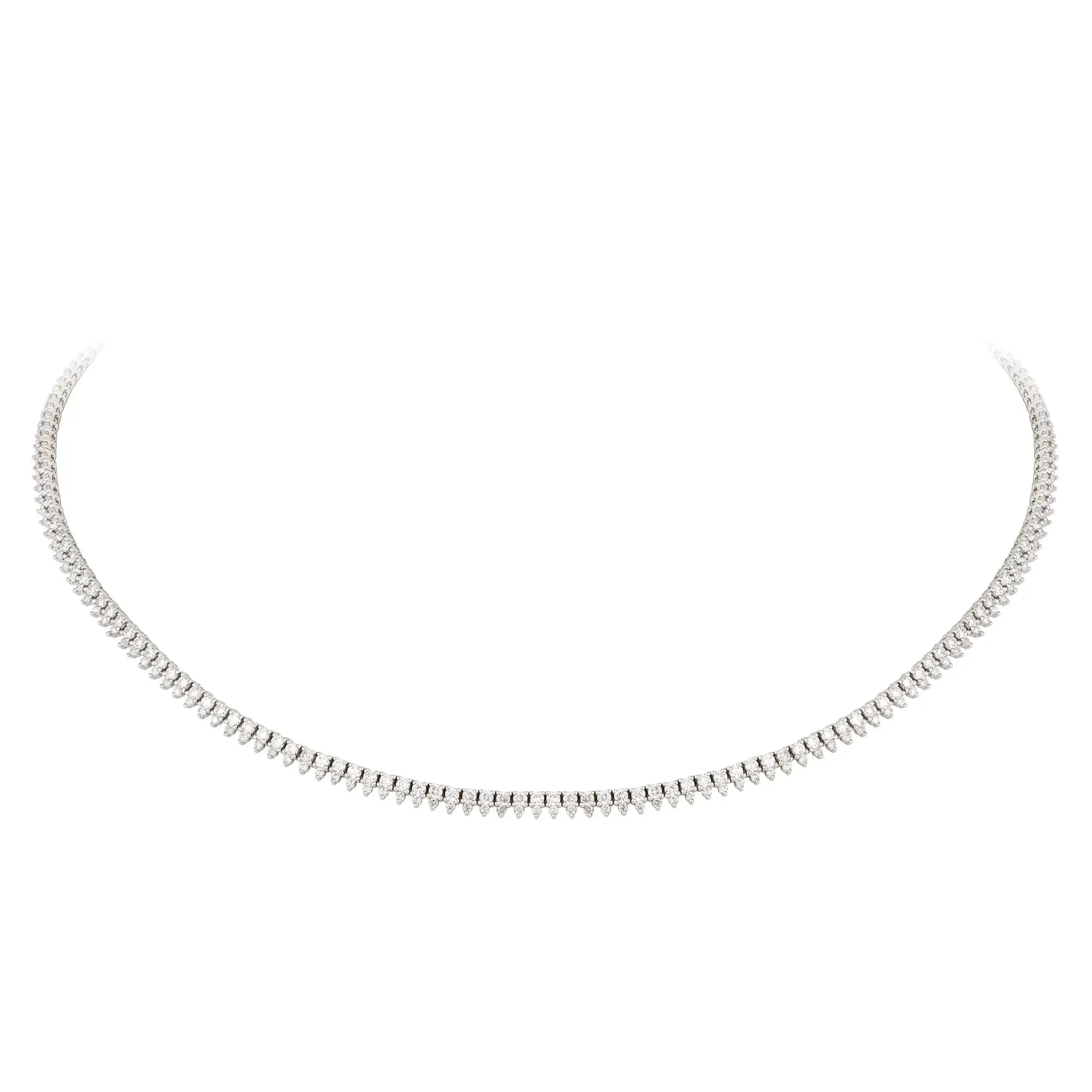 Lorena Diamond Tennis Necklace 18K Gold | JJ Jewelry Miami