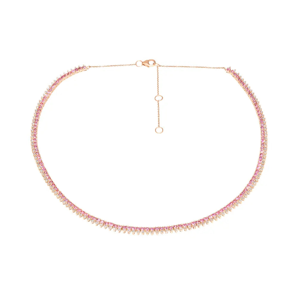 Lorena Pink Sapphire Tennis Necklace-Princess Jewelry Shop