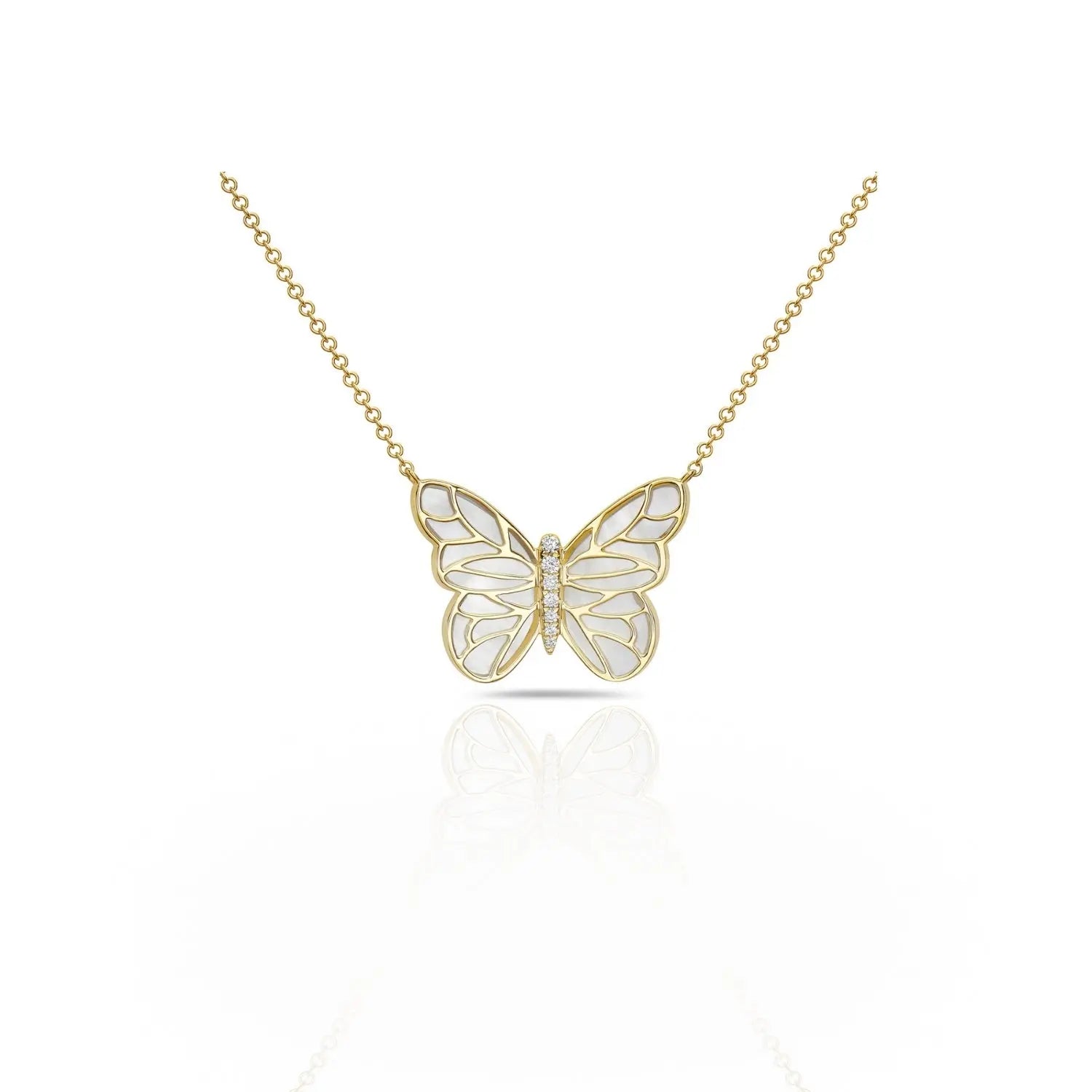 Luminous Butterfly Mother-of-Pearl Pendant Necklace-Princess Jewelry Shop