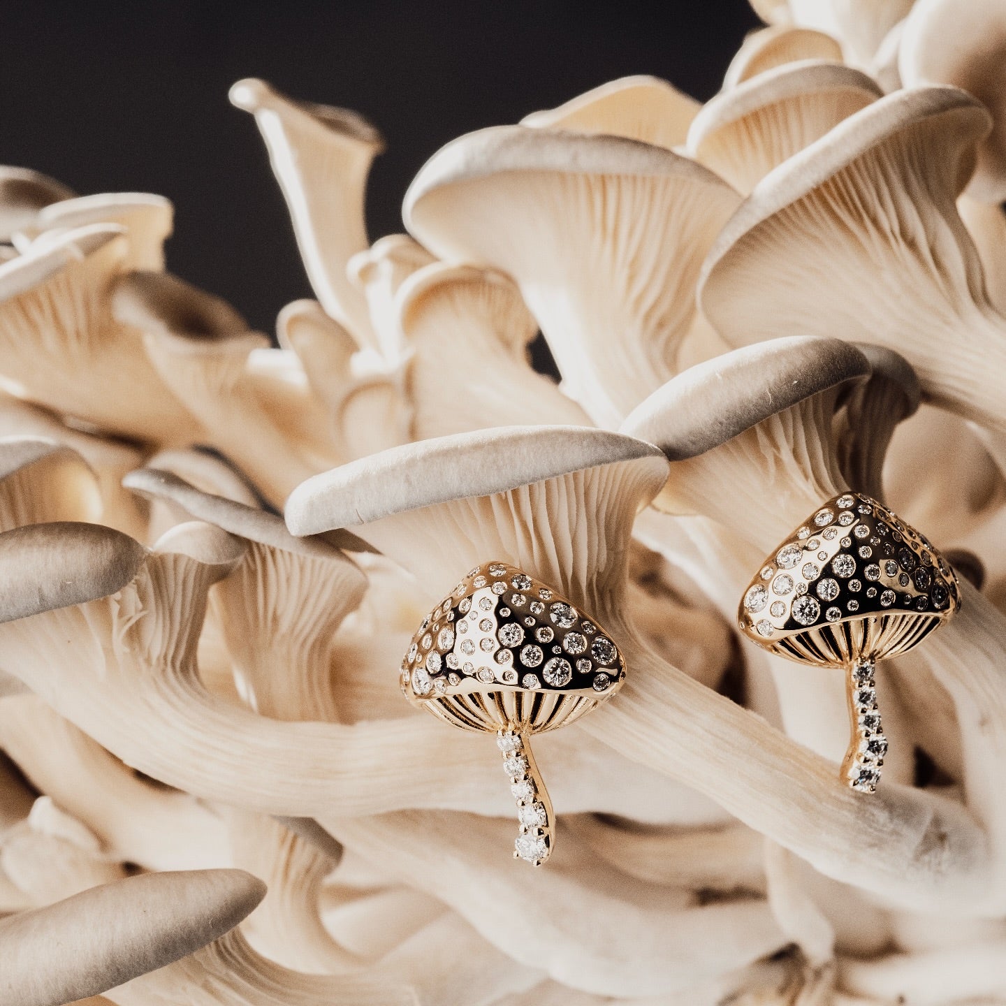 Magic Mushroom  Diamond Studs by Alessa Rocks