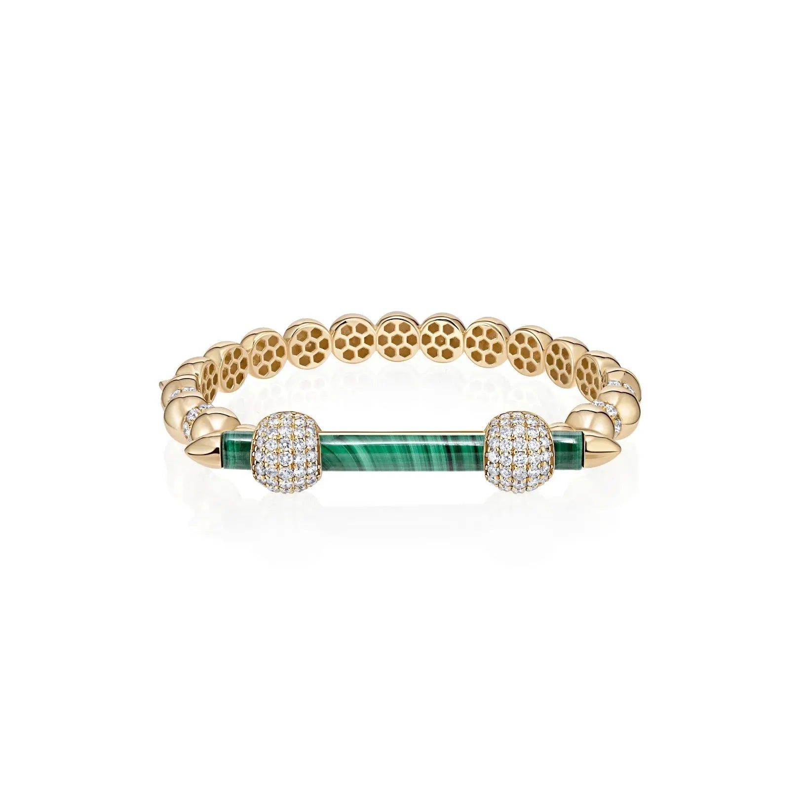 Malachite and Diamond Bar Bracelet-Princess Jewelry Shop