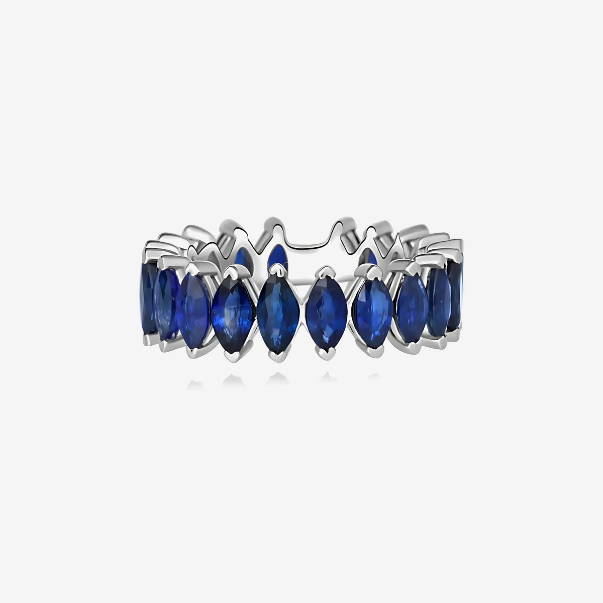 Marquise Blue Sapphire Eternity Ring in 18K White Gold | JJ Jewelry