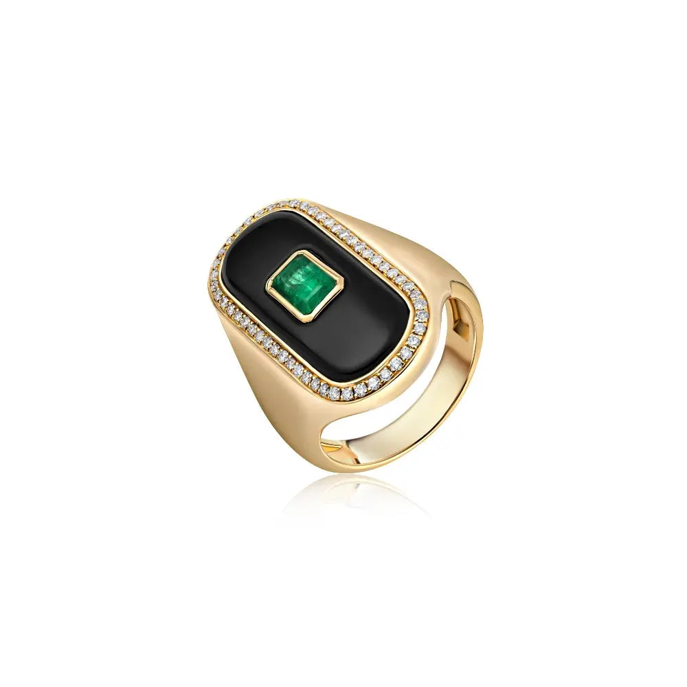 Midnight Icon Emerald and Onyx Rectangle Ring-Princess Jewelry Shop