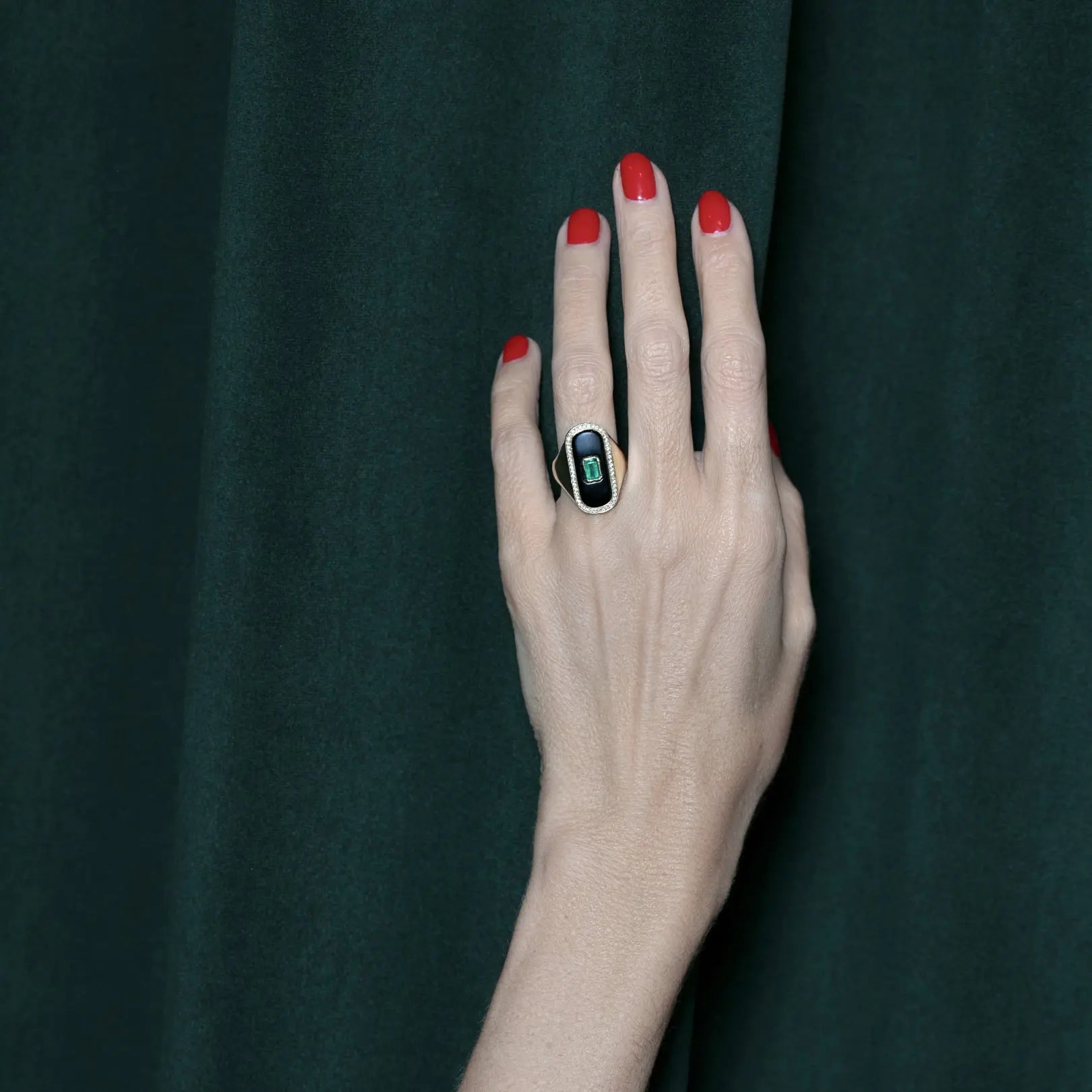 Midnight Icon Emerald and Onyx Rectangle Ring-Princess Jewelry Shop