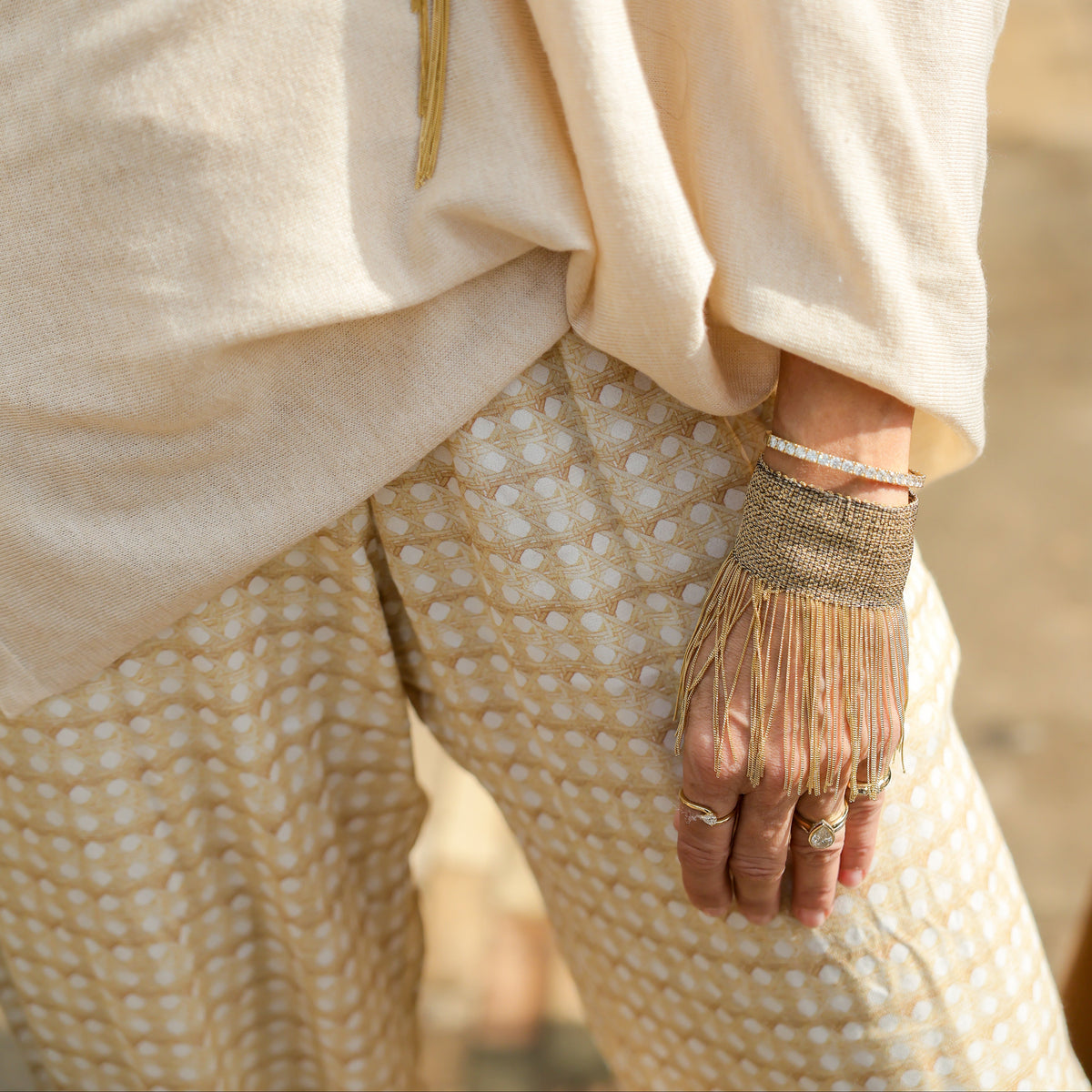 Morocco Silk Fringe Bracelet, lifestyle view 1 | JJ Jewelry