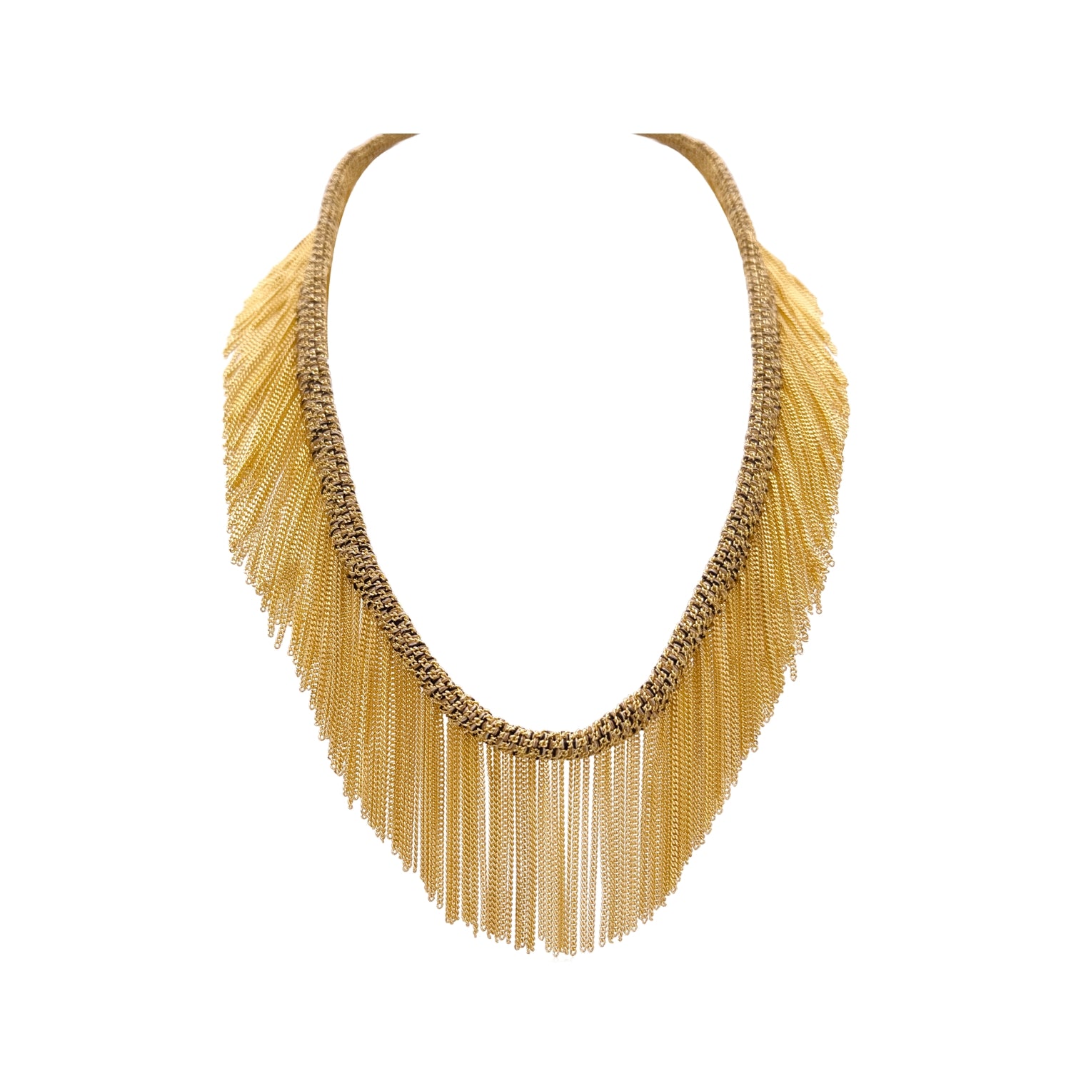 Morocco Silk Fringe Necklace in Yellow Gold-Dipped Silver