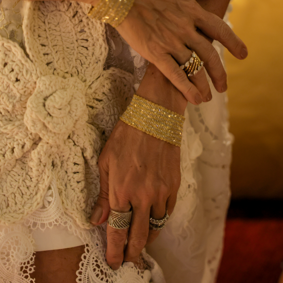 Morocco Woven Silk Bracelet in Two-Tone Gold