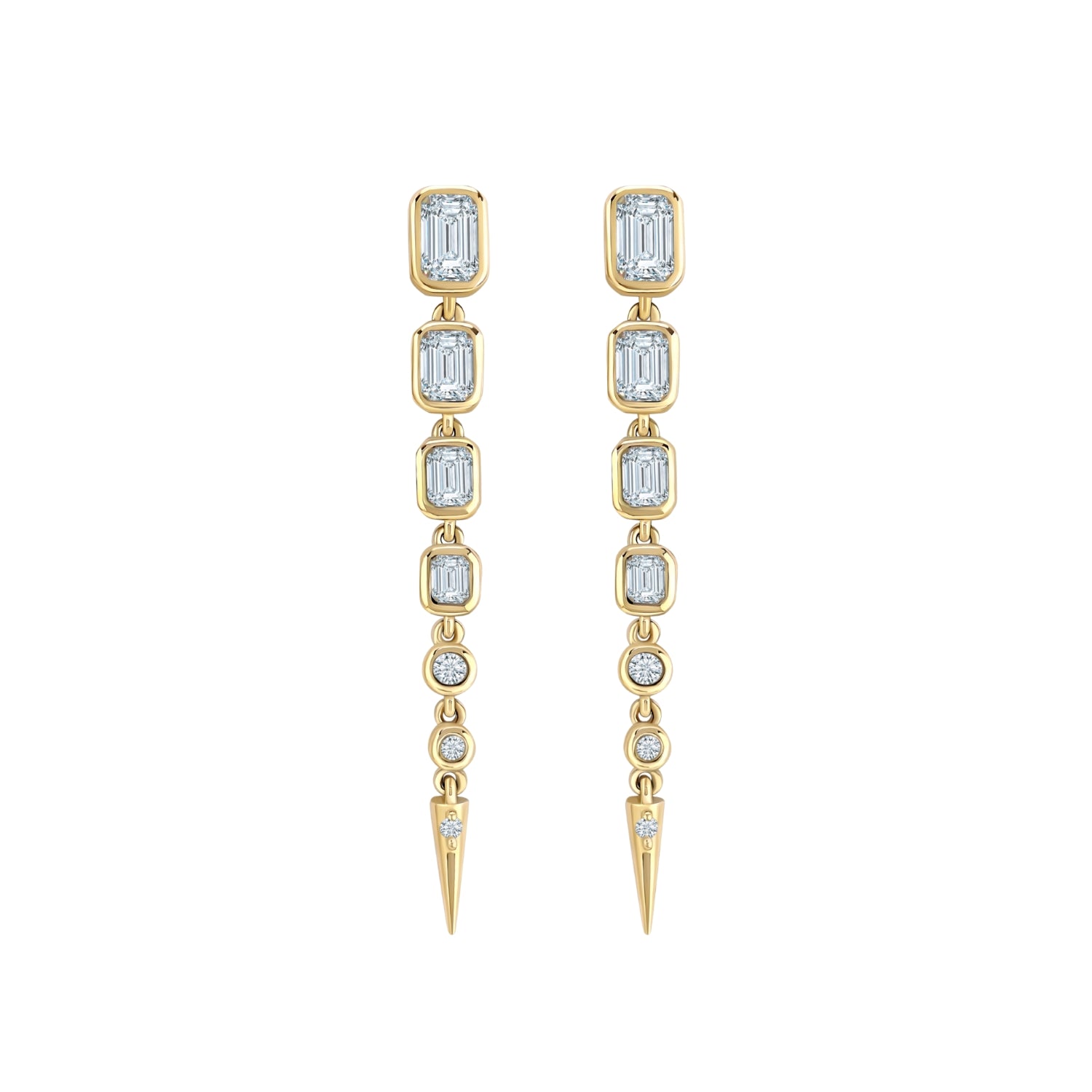 Multi-Shape Diamond Drop Earrings in Yellow Gold