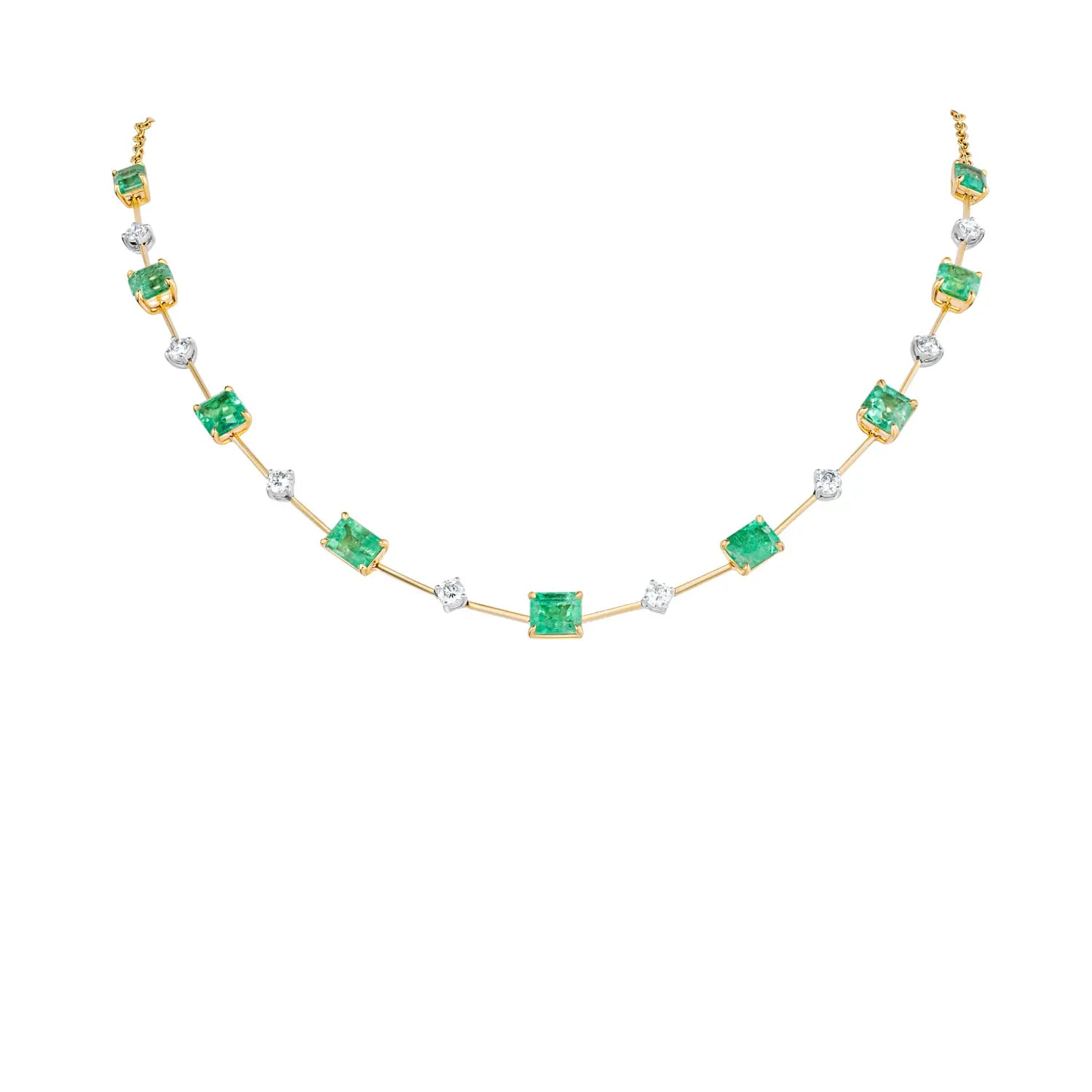 Multi-Shaped Emerald Diamond Necklace-Princess Jewelry Shop