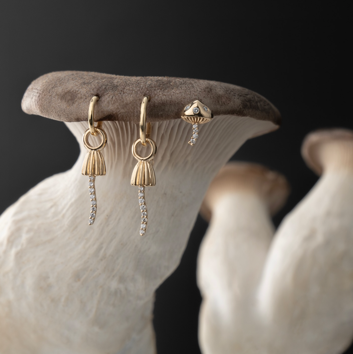 Mushroom Diamond Stud Earring by Alessa Rocks