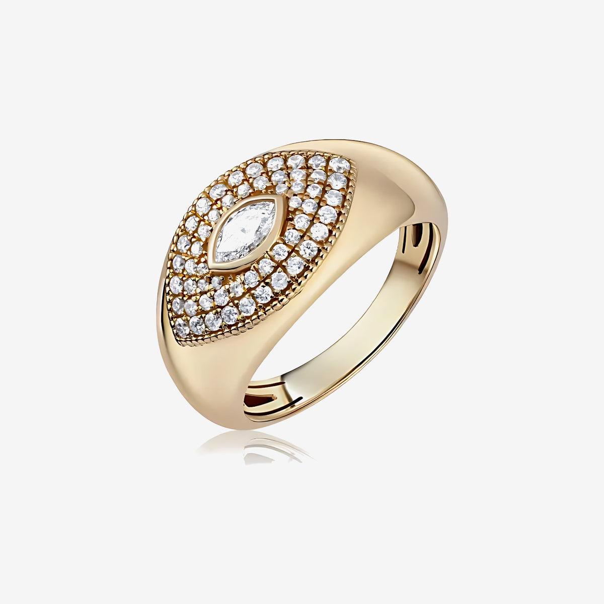 Mystic Eye Marquise Diamond Ring in 18K Yellow Gold | JJ Jewelry