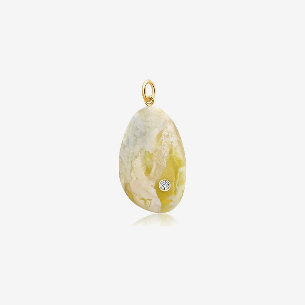 Natural Stone Pendant with Diamond in 14K Yellow Gold, view 2 | JJ Jewelry Miami