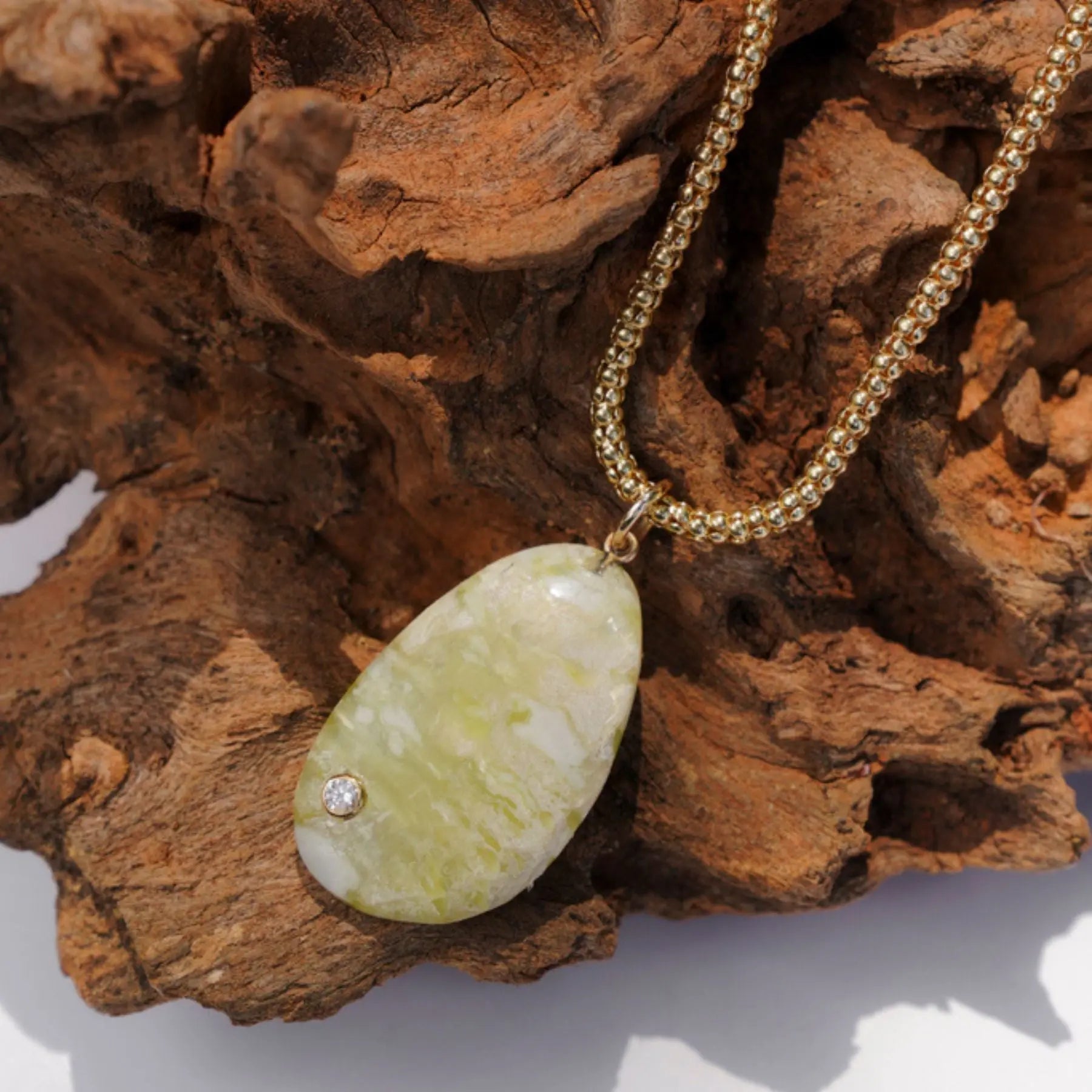   Natural Stone and Diamond Pendant Princess Jewelry Shop