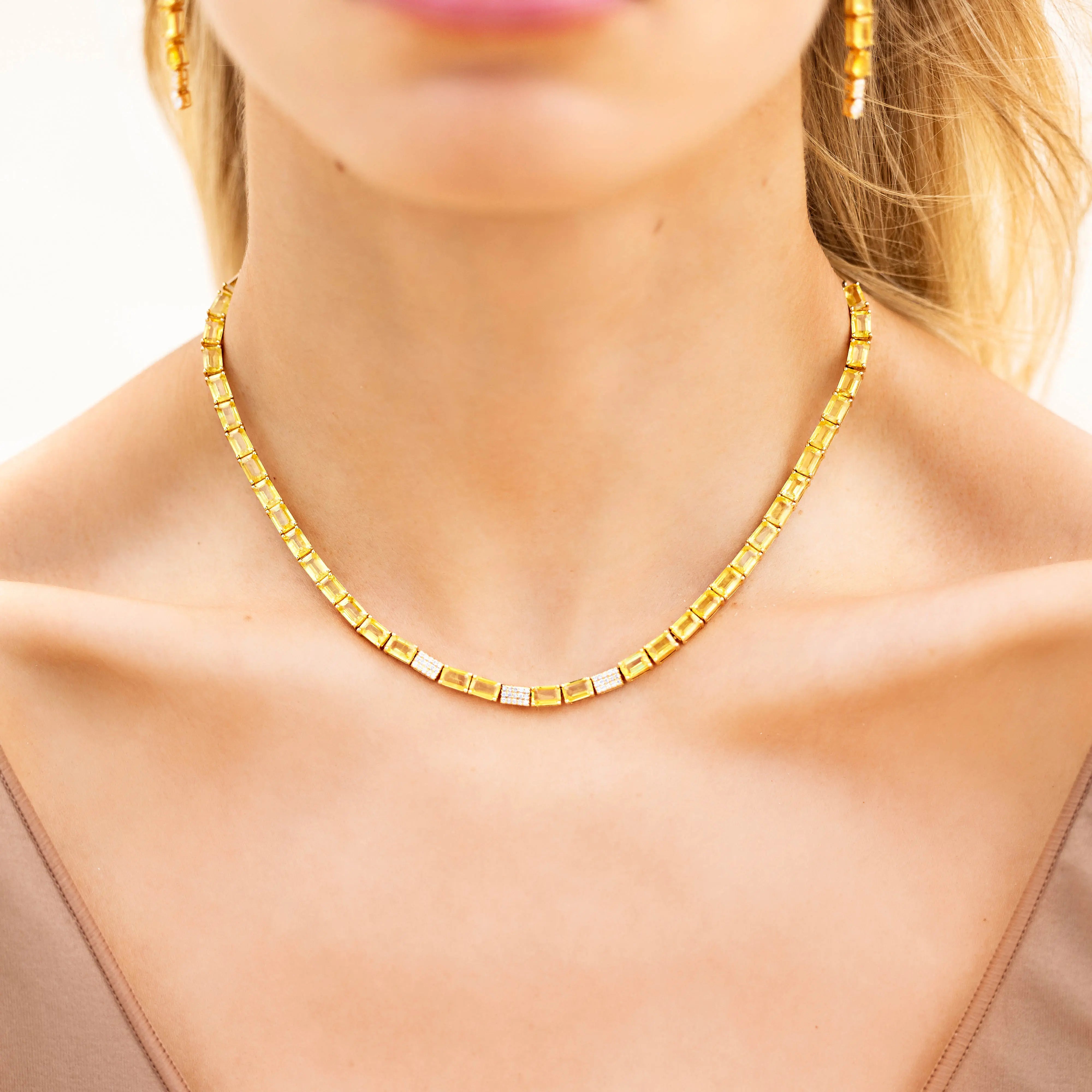 Nikki Yellow Sapphire Tennis Necklace-Princess Jewelry Shop