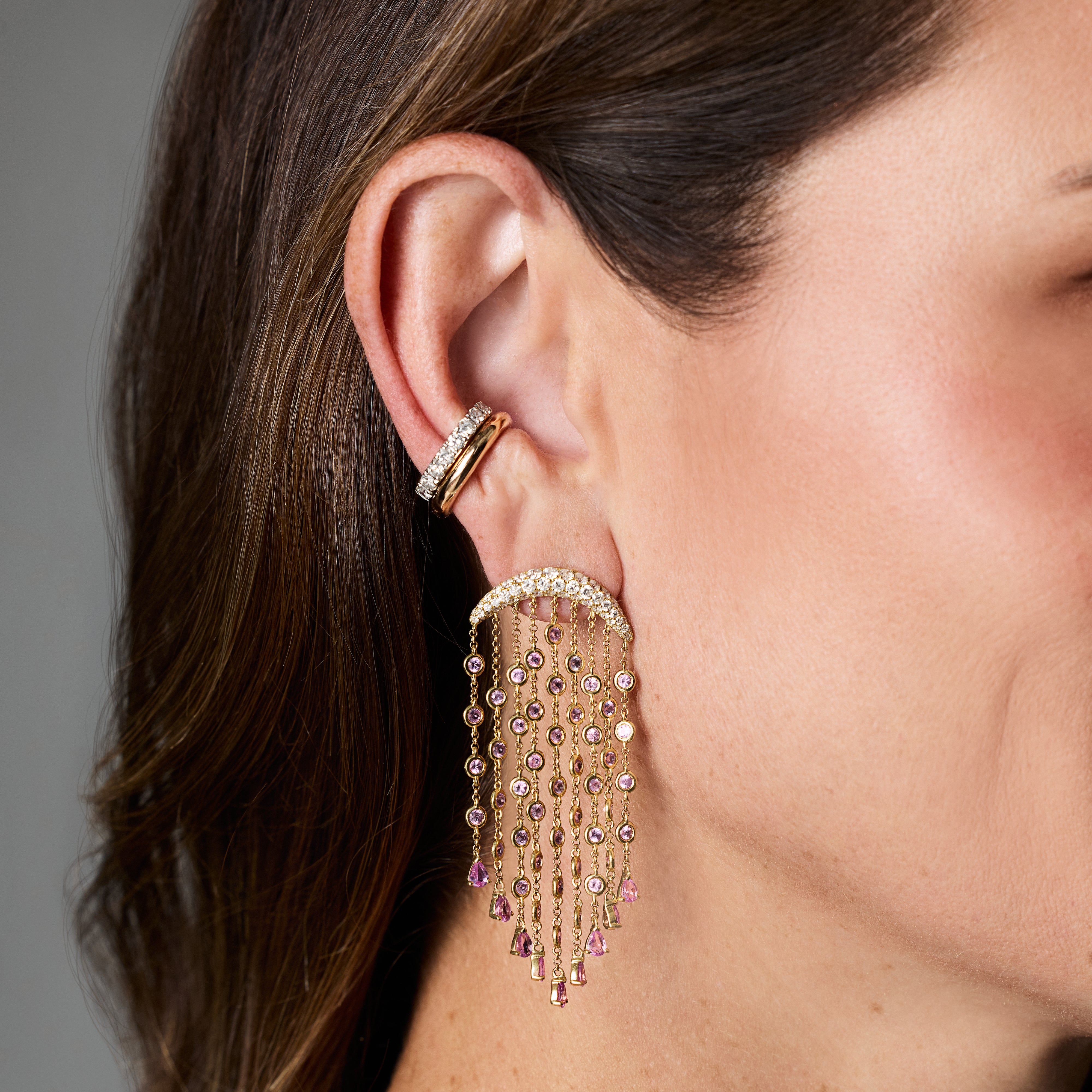 Nine Diamond Ear Cuff in 18K Gold
