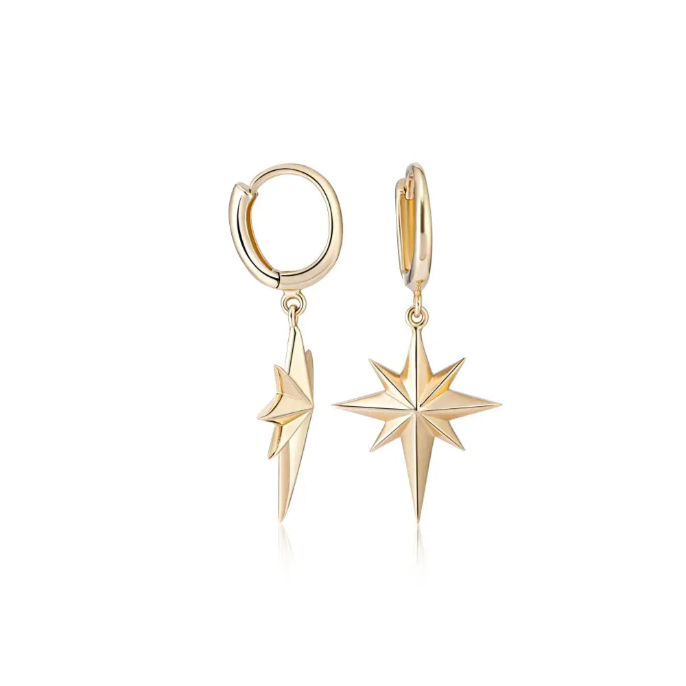 North Star Gold Earrings - JJ Jewelry