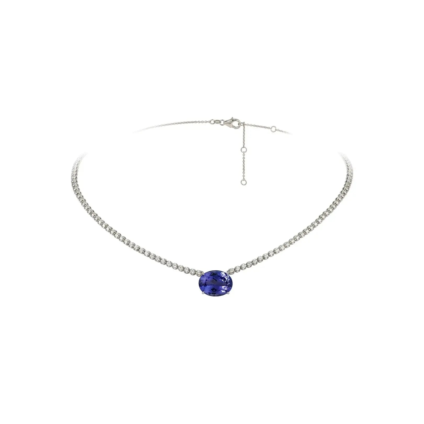 Tanzanite Diamond Tennis Necklace-Princess Jewelry Shop